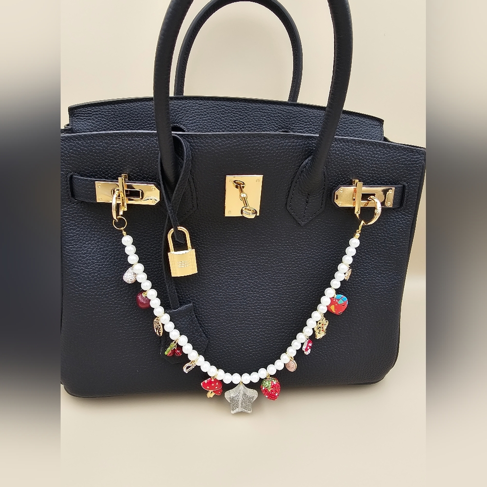 Pearl Bag Charm Strawberry Hearts Mushrooms